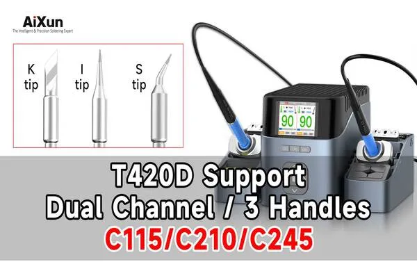 Double Handles Soldering Station Support C115/C210/C245 Solder Tips For Smartphone Fixing From AiXun
