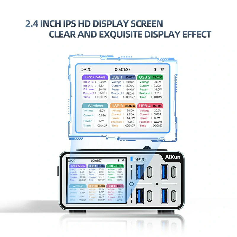 DP20 Desktop Smart Fast Charger for iPhone Android PD QC Fast Charging  6