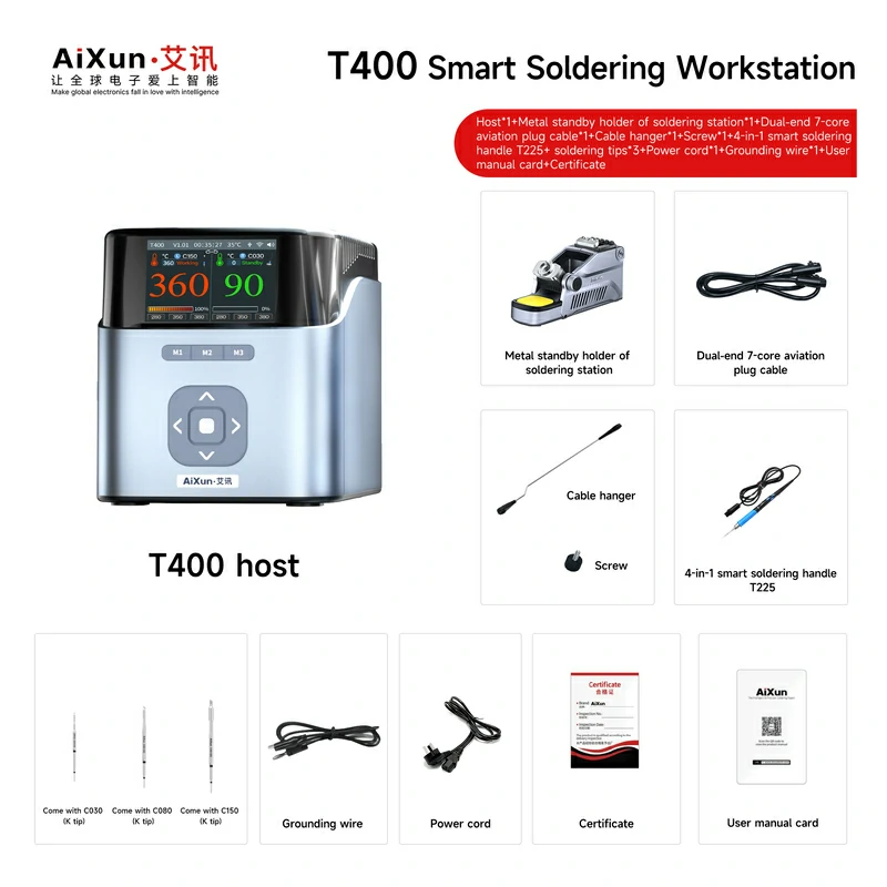 Smart Soldering Workstation T400 320W Soldering Iron Kit for Repair - AiXun 13