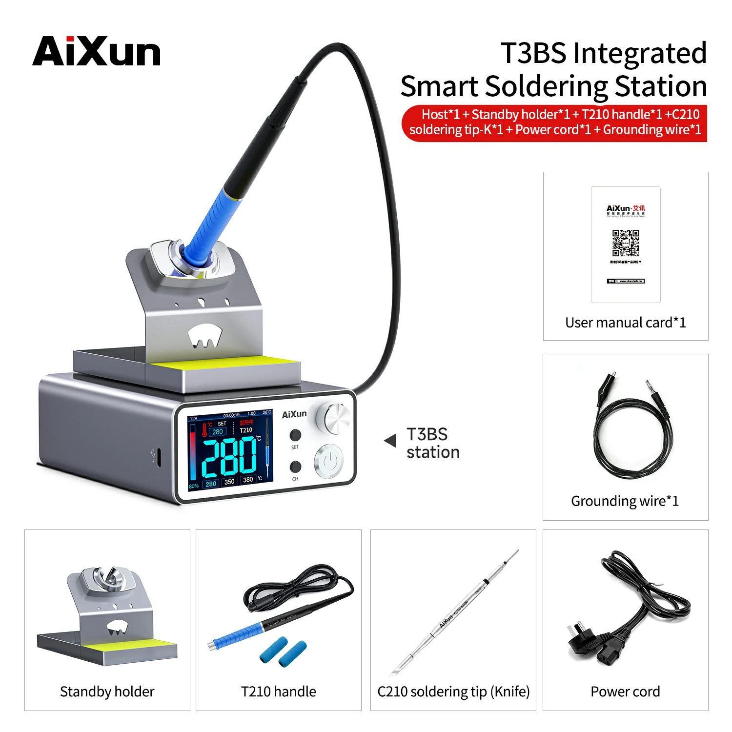 T3BS 75W Integrated Soldering Iron Station for Electronics Repair 1