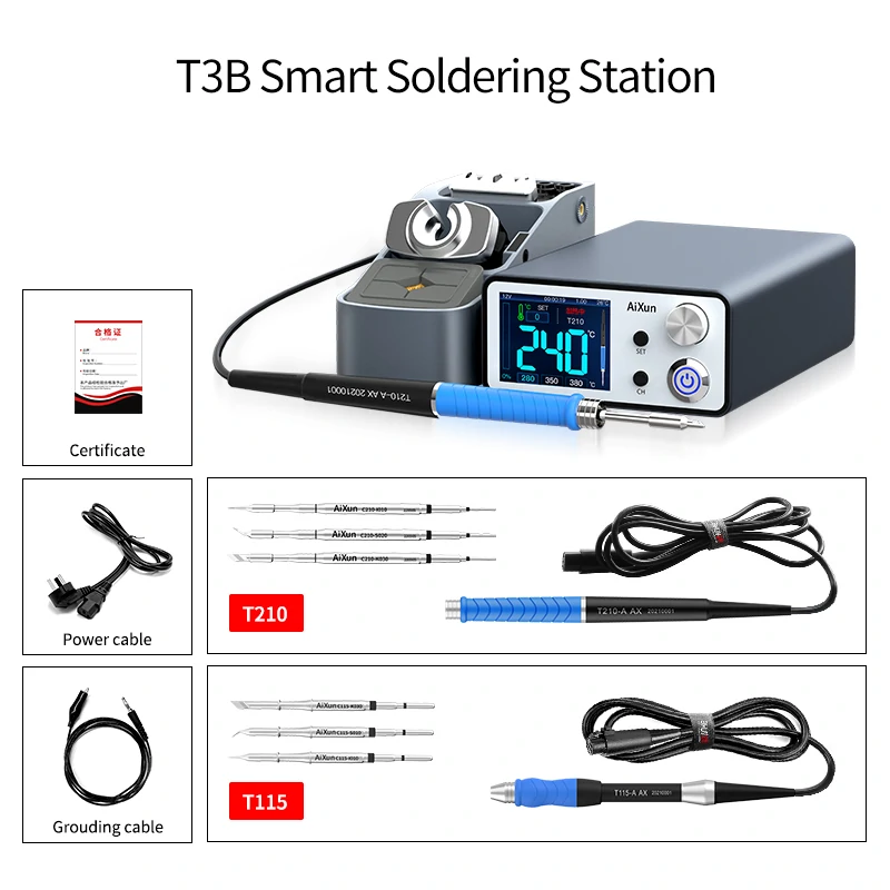 T3B 96W Micro Soldering Station With T210, T115 Handle for DIY Hobbyists 9