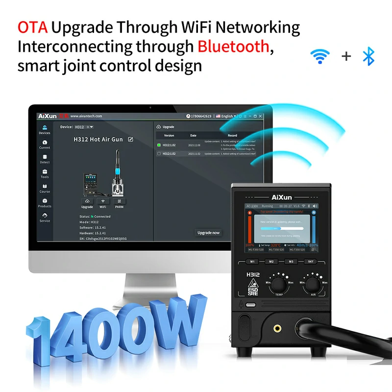 H312 Smart Hot Air Rework Station 1400W High Power Intelligent Rework Station 2