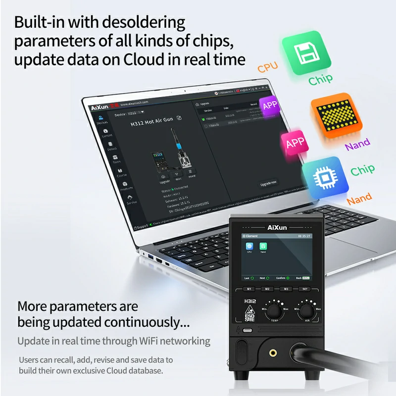 H312 Smart Hot Air Rework Station 1400W High Power Intelligent Rework Station 8