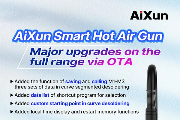 AiXun Smart Hot Air Gun Major Upgrades On The Full Range Via OTA