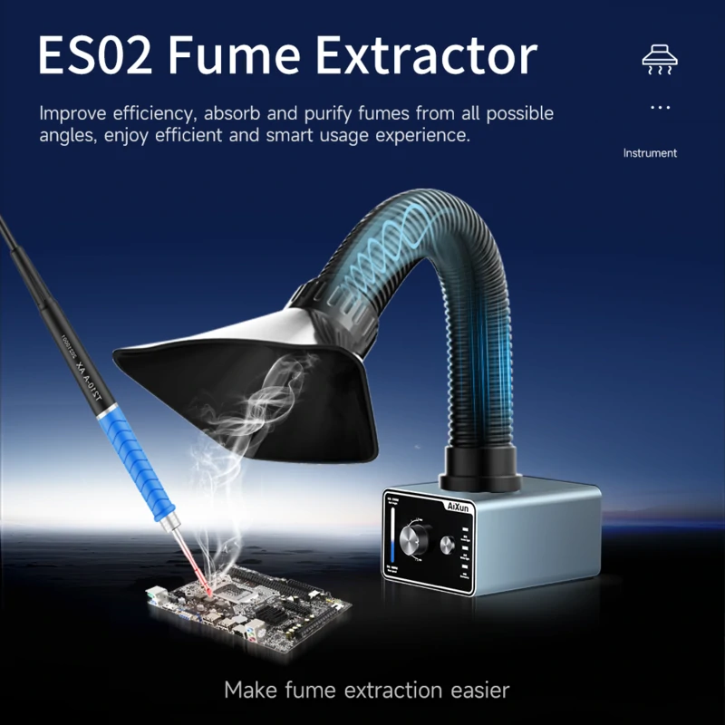 ES02 Desktop Fume Extractor Soldering Smoke Absorber With LED Light - AiXun 1