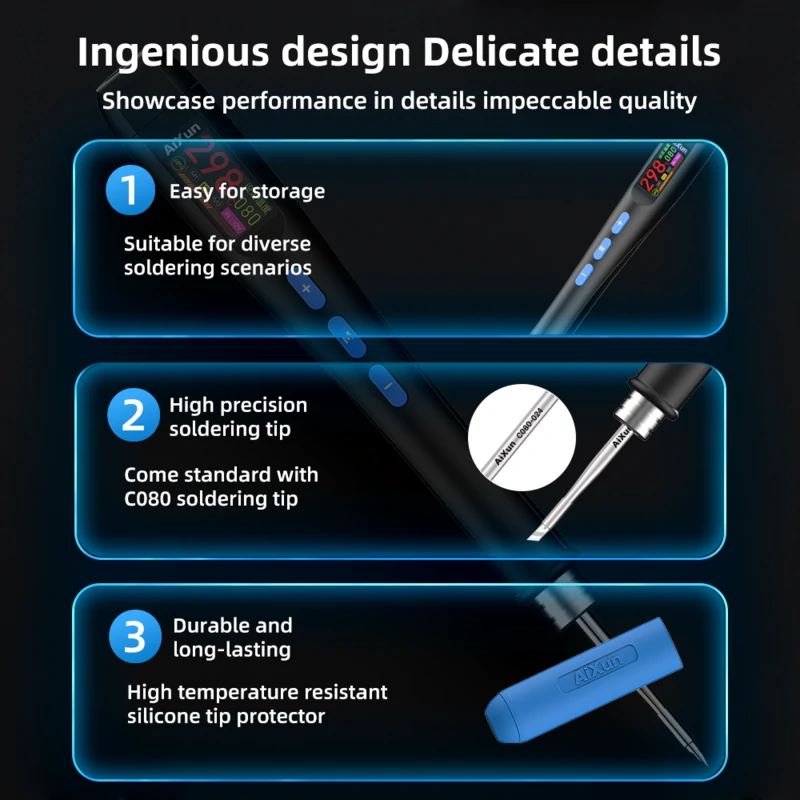 T208 MINI Portable Smart Soldering Station LCD Screen Soldering Iron 5