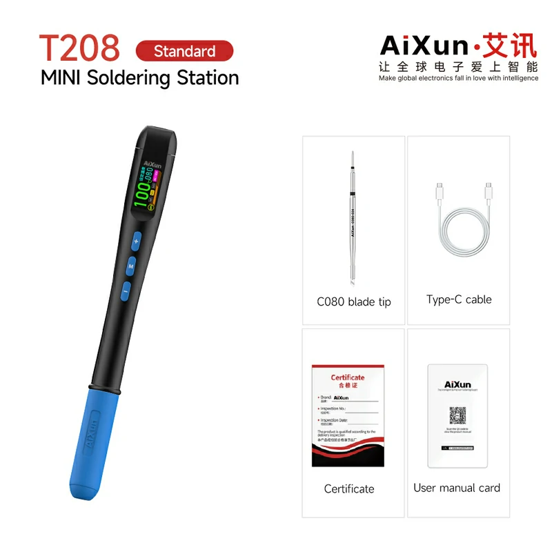 T208 MINI Portable Smart Soldering Station LCD Screen Soldering Iron 7