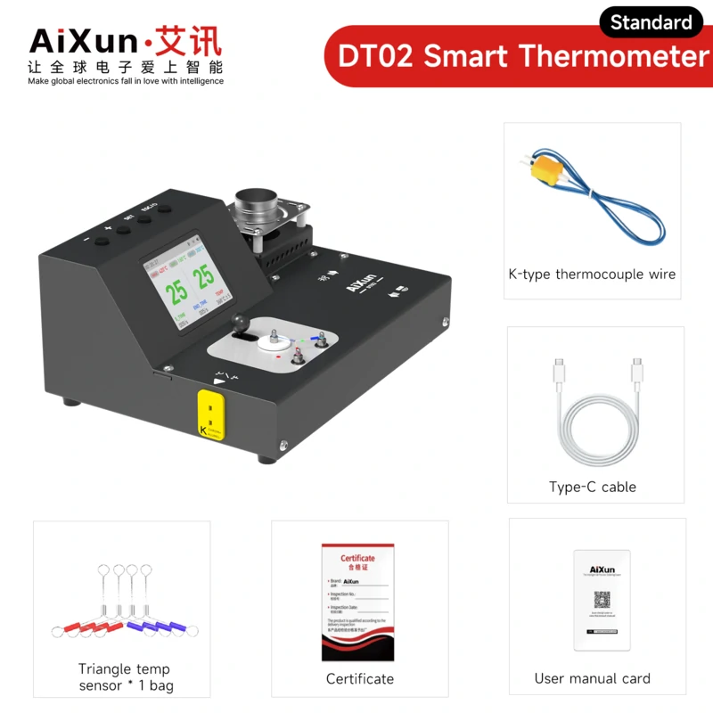 DT02 2-in-1 Smart Thermometer Hot Air Soldering Iron Tip Thermoscope 7