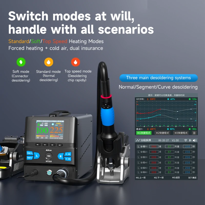 HT316 Two-in-One Hot Air Rework Station for Mobile Phone Repair 2