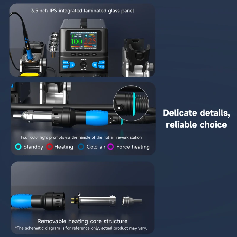 HT316 Two-in-One Hot Air Rework Station for Mobile Phone Repair 5