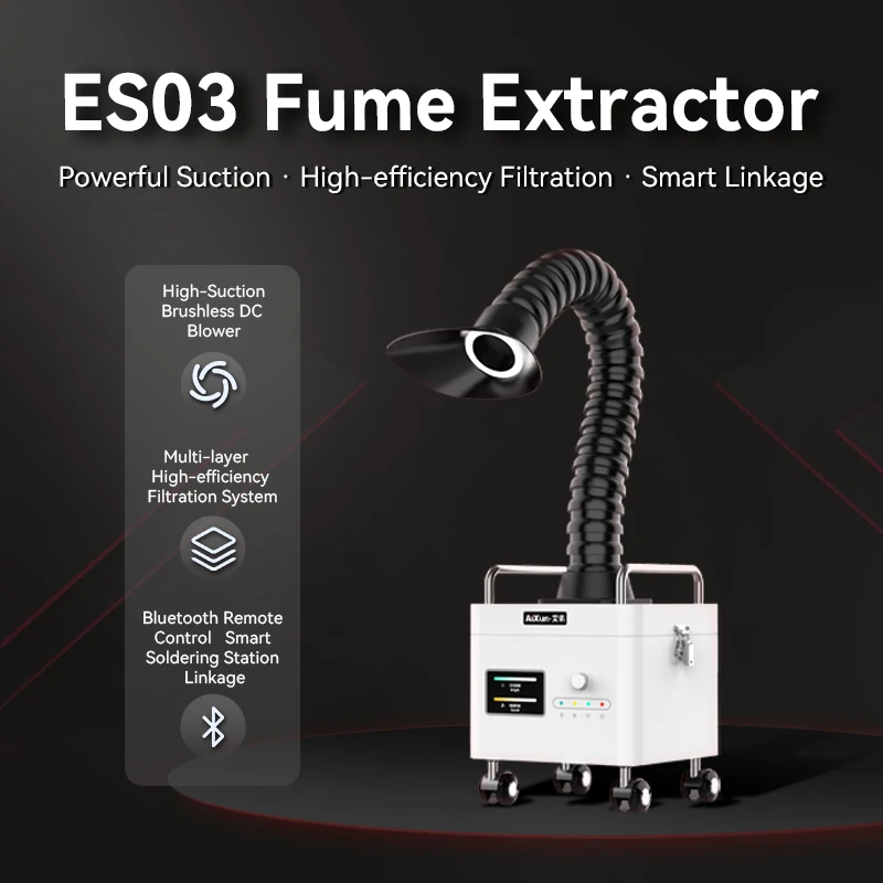 ES03 Fume Extractor Multilayer Filtration Low Noise 3 Layer Filtration Industrial - AiXun 1