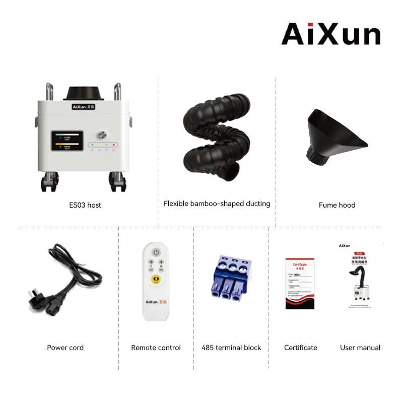 ES03 Fume Extractor Multilayer Filtration Low Noise 3 Layer Filtration Industrial - AiXun 7